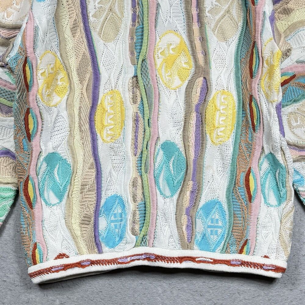 VTG 90s COOGI Australia 3D Knit Cardigan Sweater Multicolor Pastel Women’s Small - Picture 11 of 12